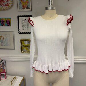 Club Monaco Cottagecore Valentine's Ruffle Romantic Coquette Long Sleeve Shirt S